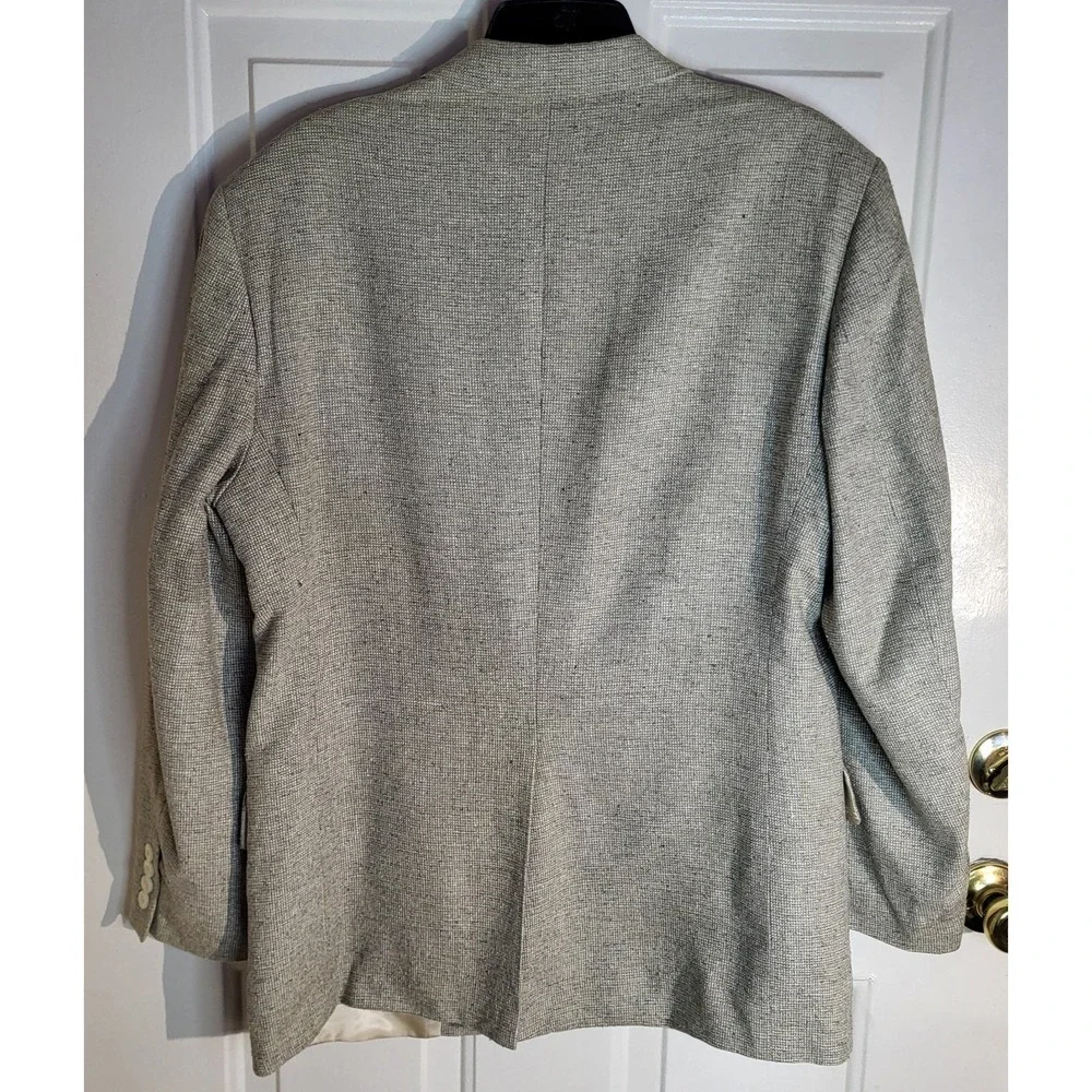 Macy's Savile Row 100% Silk Heathered Tweed Blazer Men's 40R Sand Beige 2 Button